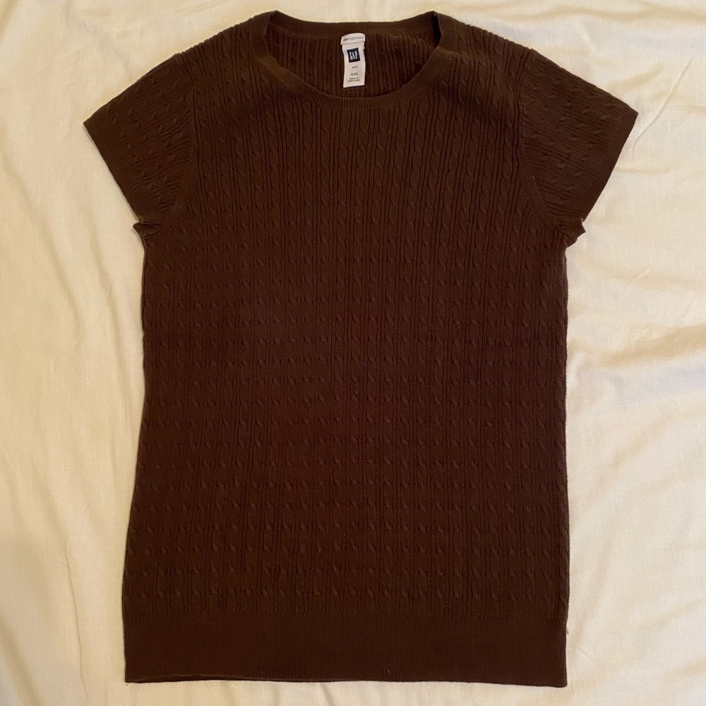 Chocolate Brown Short Sleeve Sweater